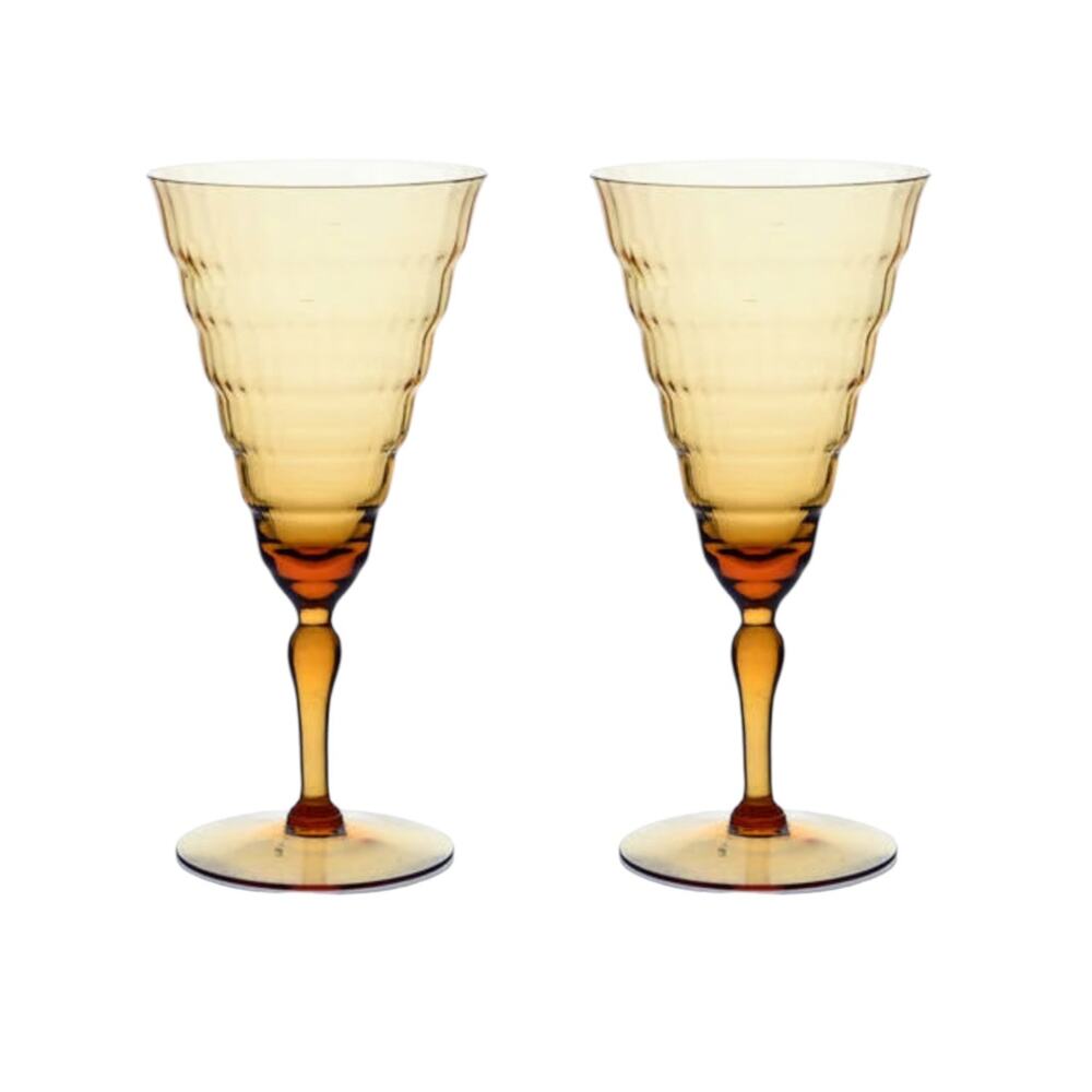 Set of 2 Vintage Mandalay Dine Amber‎ Water Glasses